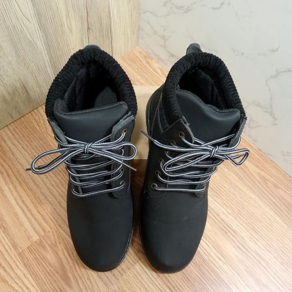 SofySofy Women Sz 9.5 EU 40 Black Combat Boot Lace Round Toe Low Heel Ankle - Picture 5 of 16